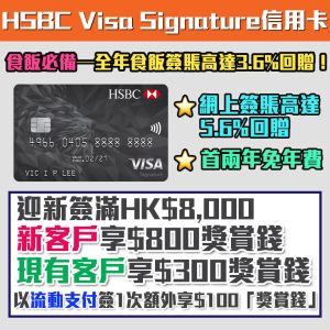 hsbc-visa-signature-信用卡-迎新-現金回贈-里數-獎賞