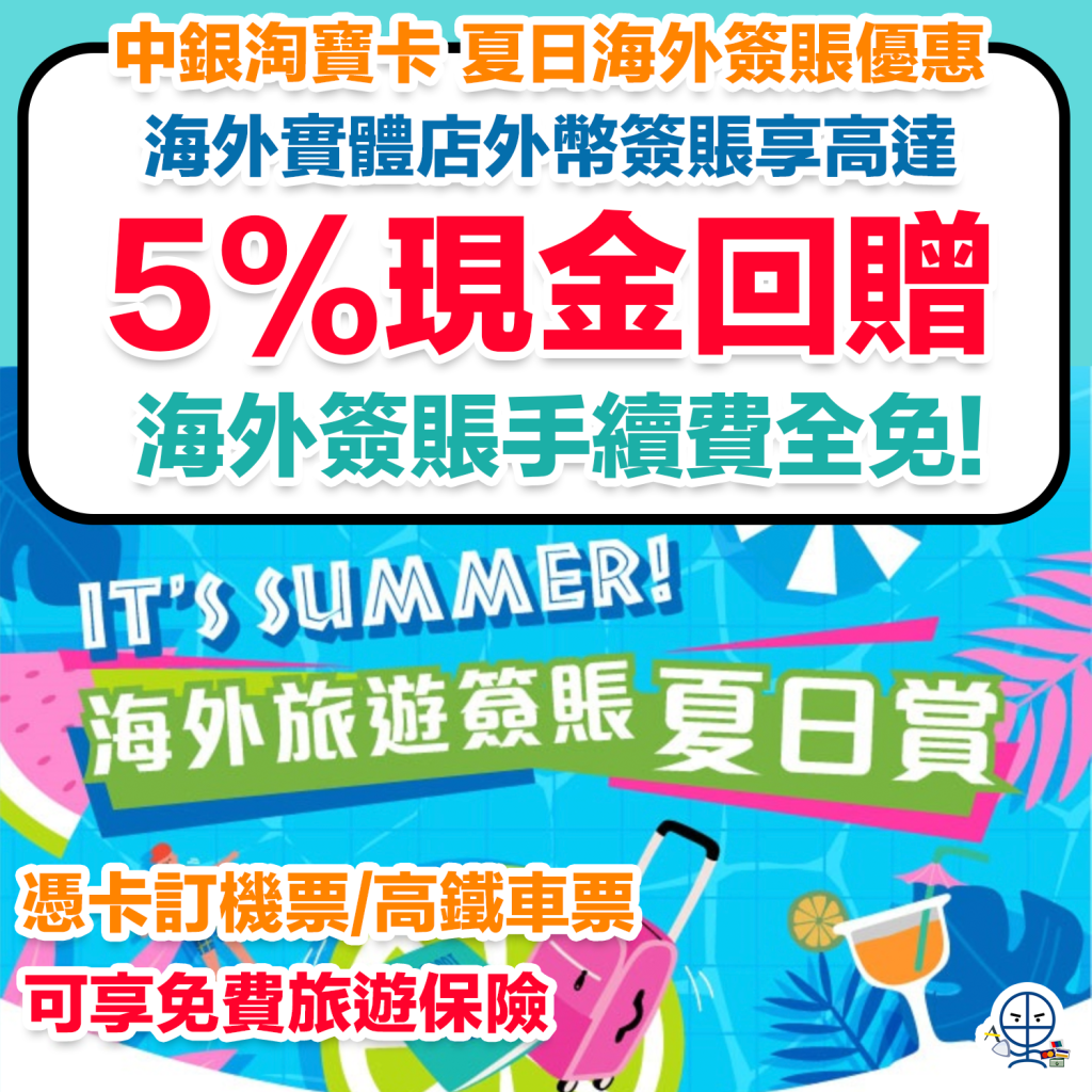 【中銀 外幣簽賬優惠】海外簽賬賺高達5%現金回贈！回贈金額高達HK$1,500！海外簽賬手續費全免！