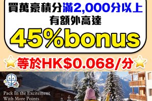 【Marriott萬豪買分Bonus優惠】購買Marriott Bonvoy萬豪酒店積分可獲額外高達45%獎勵