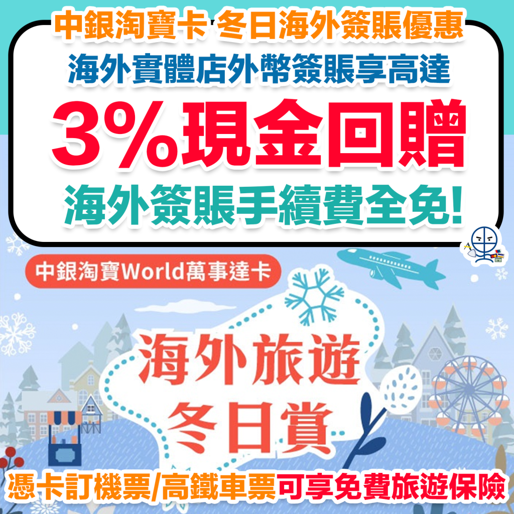 【中銀 外幣簽賬優惠】海外簽賬賺高達3%現金回贈！回贈金額高達HK$1,500！海外簽賬手續費全免！