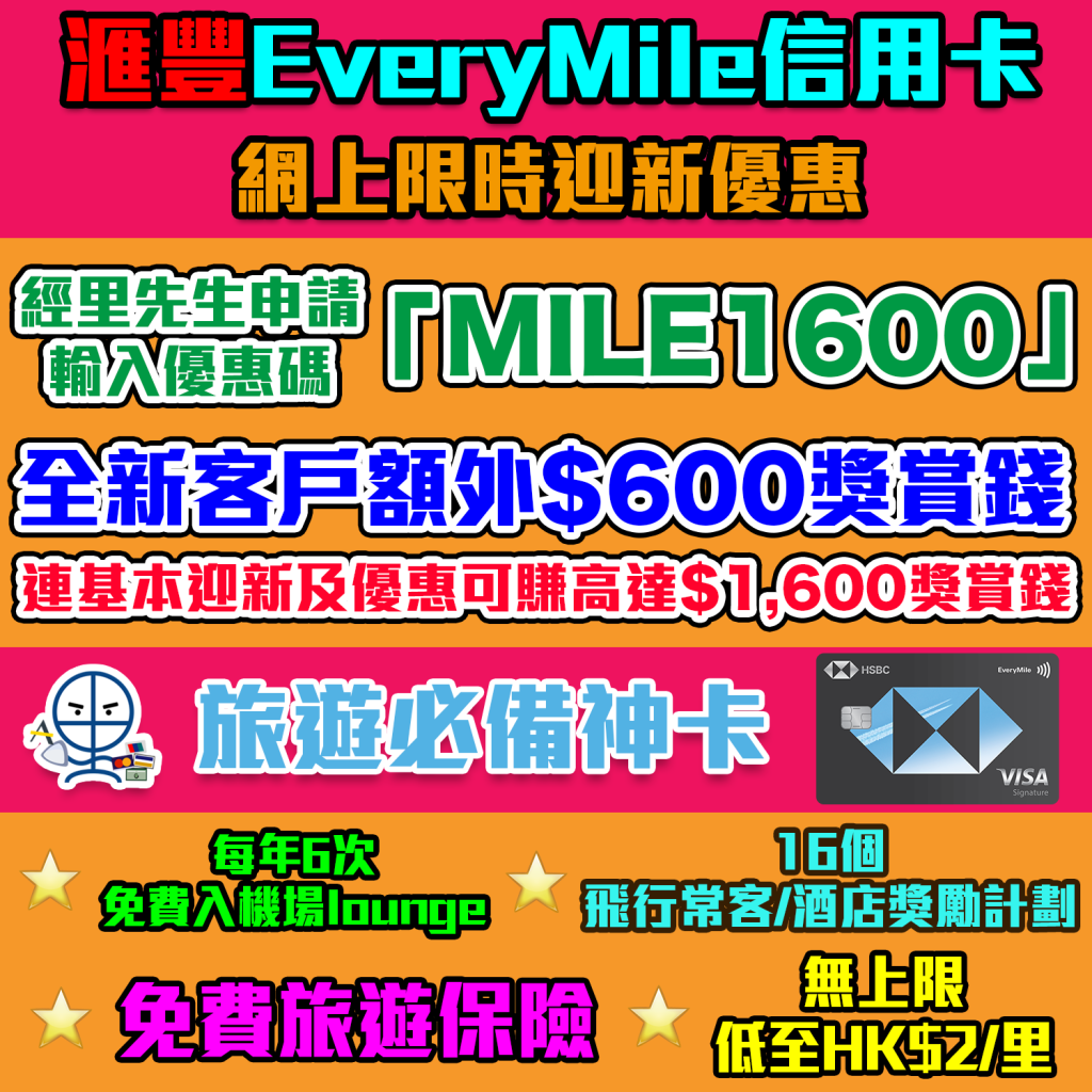 滙豐EveryMile信用卡iphone 迎新 年薪 年費